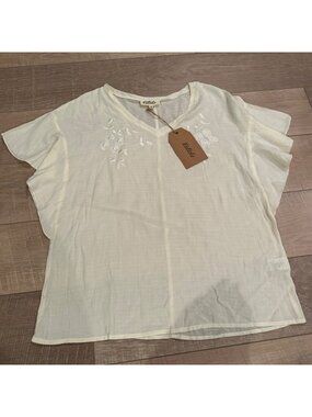 LISTICLE WOMENS WHITE SMALL BLOUSE COTTON EMBROIDERED